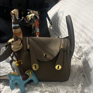 Women’s Olive Brown Leather Inspired Crossbody Bag with Gold Hardware